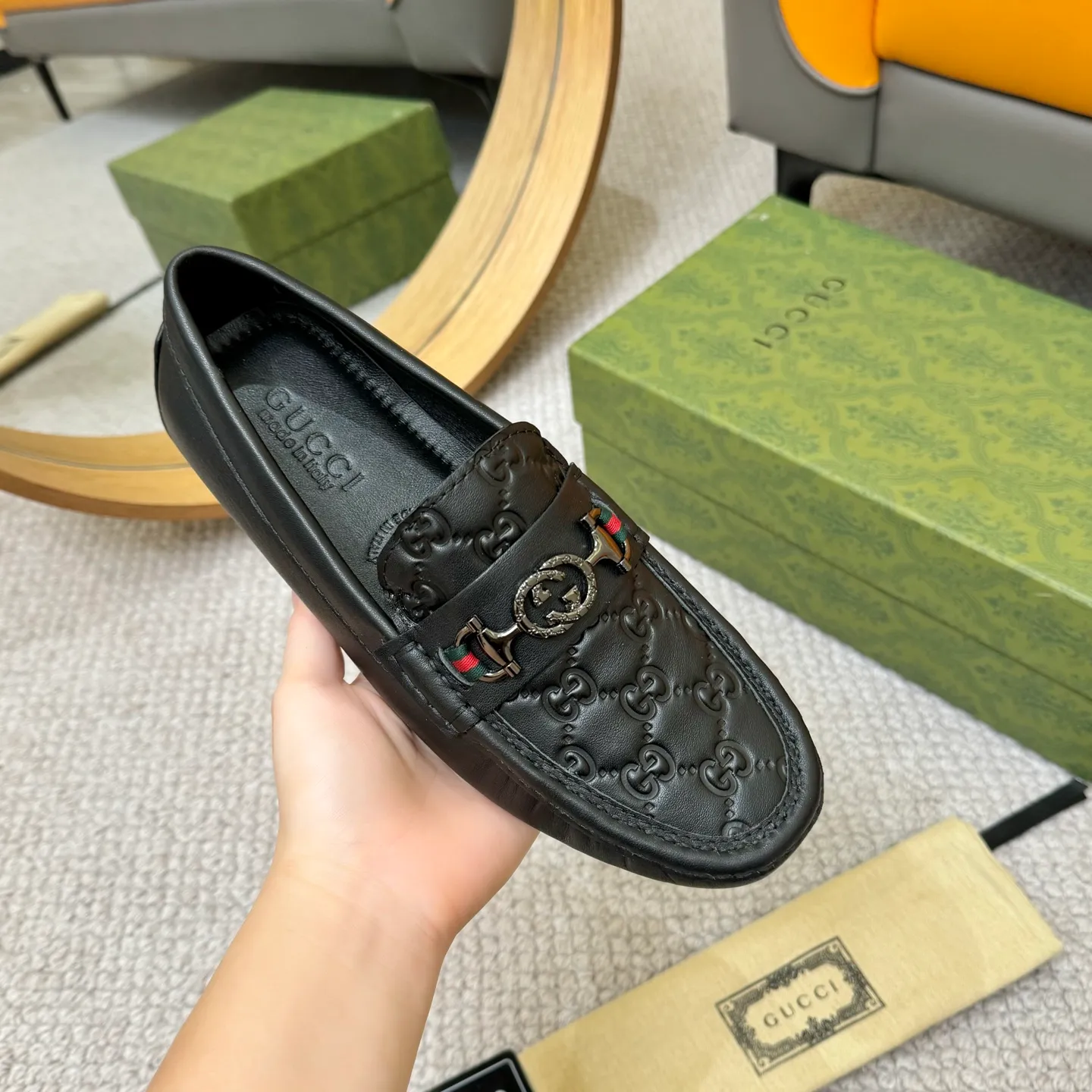 Men's shoes 💰420 (Yangli) Gucci* - the top version of Gucci classic beanie shoes! It is made of imported original cowhide and has a comfortable first layer of sheepskin lining! Original wear-resistant rubber outsole! High quality products! Size 38-46, with shoe dial, cloth bag, card